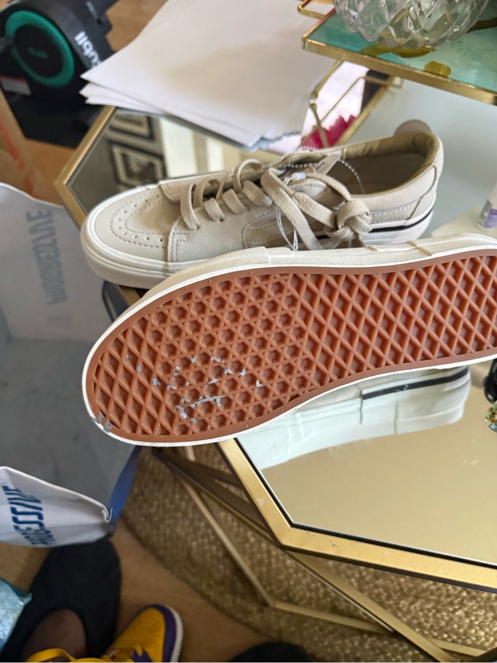 Vans Kids Beige Canvas Sneakers with Gum Sole